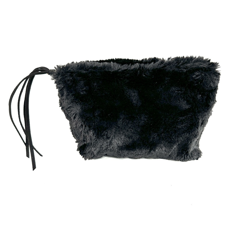 Keiki Co Black Bella Super Soft Fabric Makeup Bag Pouch Clutch Satin Lined